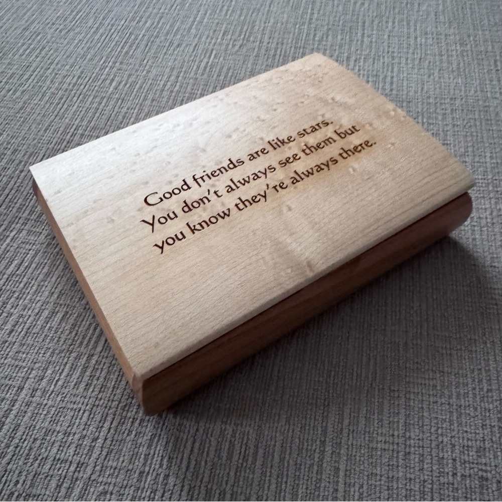 NWT small wooden chest with “Good friends” quote